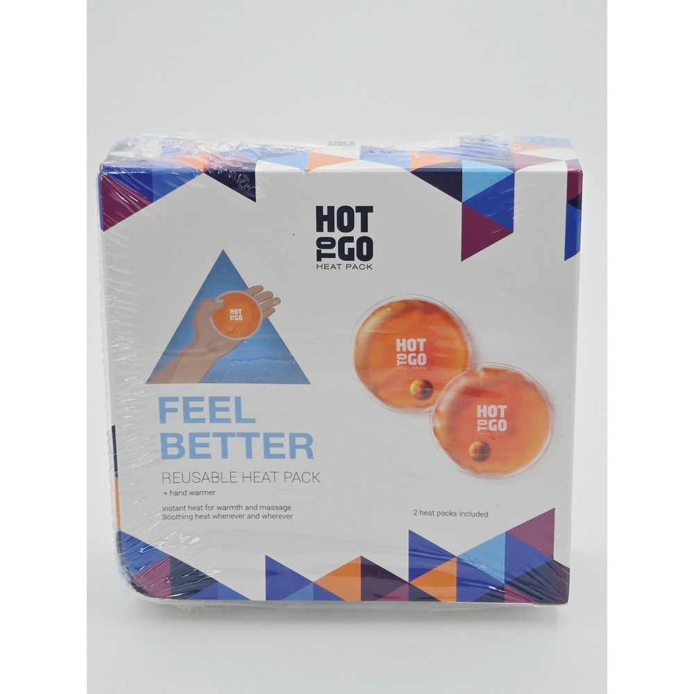 Hot to Go Reusable Heat Pack 2 Pack Instant Hand Warmer Orange Round Set NIB